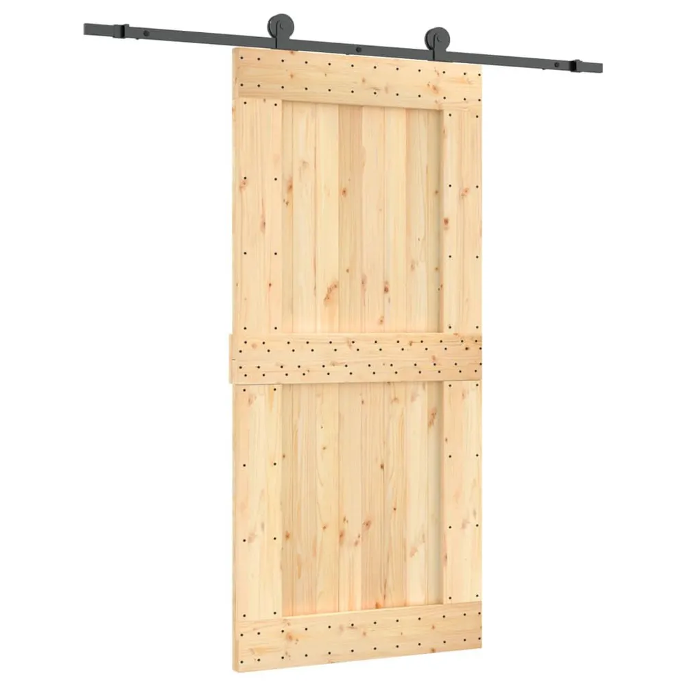Porte coulissante et kit de quincaillerie 95x210 cm pin massif (norme NF)