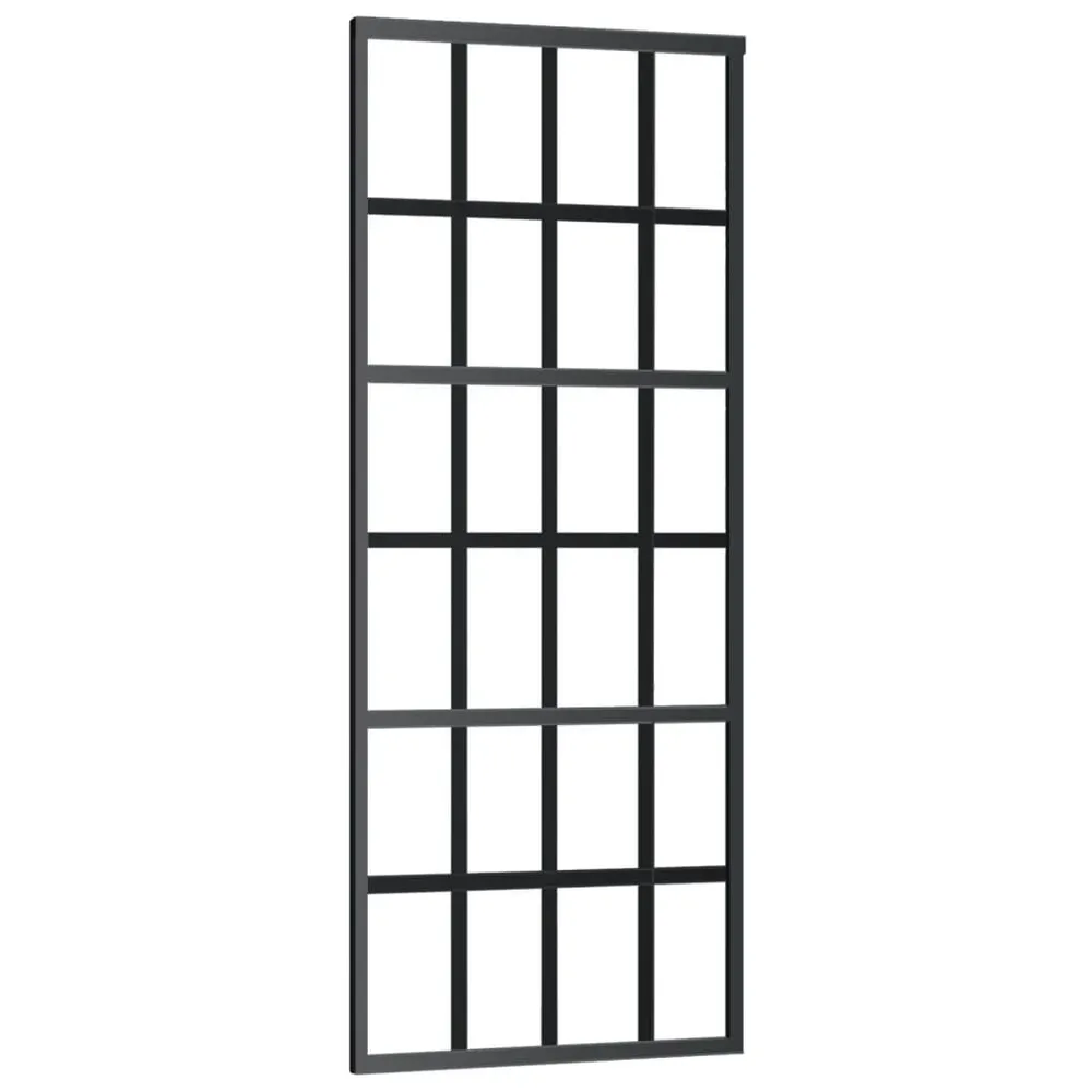 Porte coulissante Verre ESG et aluminium 76x205 cm Noir avec système anti-panique