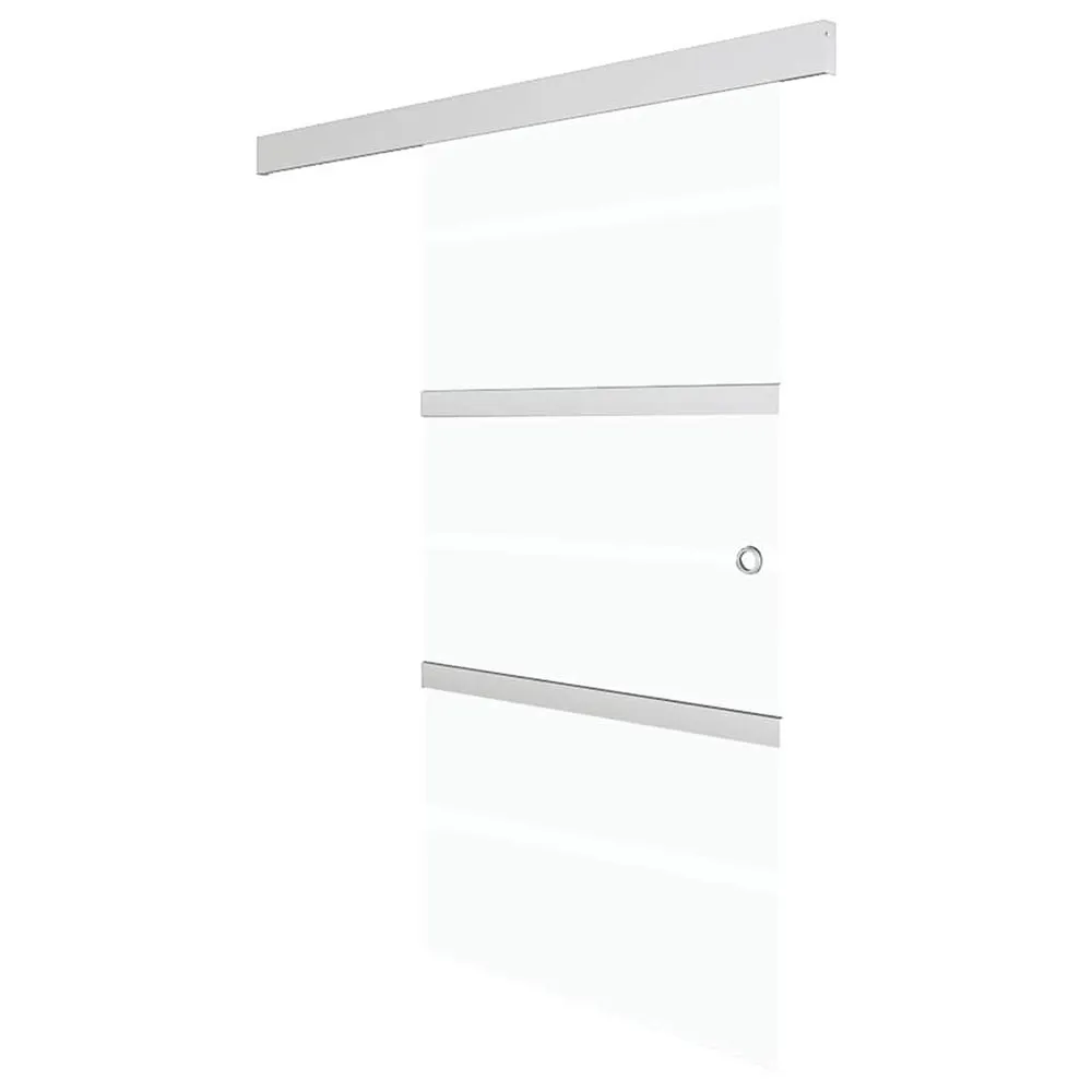 Porte coulissante Verre ESG et aluminium 76x212 cm Argenté en finition satinée