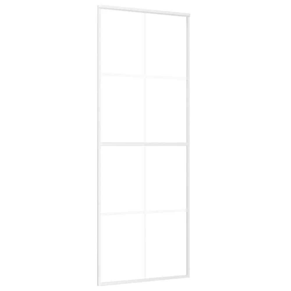 Porte coulissante Verre ESG dépoli et aluminium 76x205 cm Blanc Kit d'installation complet