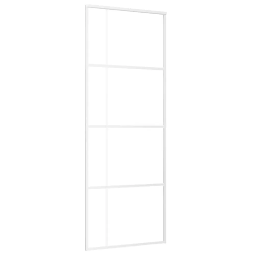 Porte coulissante Verre ESG dépoli et aluminium 76x205 cm Blanc pour porte d'entrée