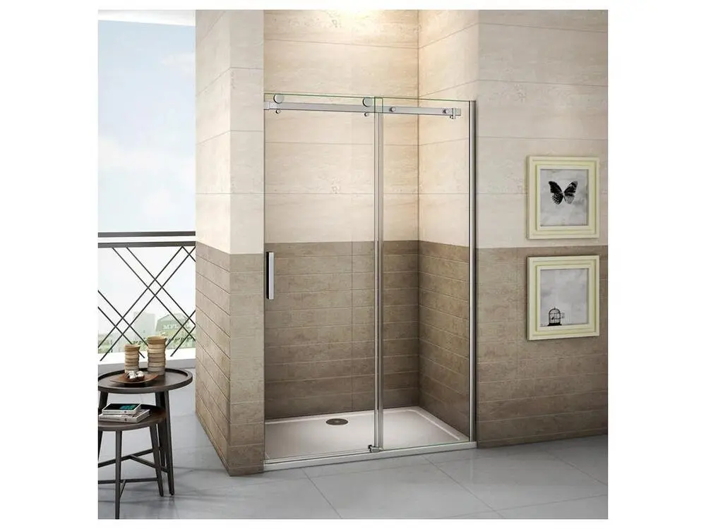 Porte de douche coulissante 110cm Hauteur 195cm en verre 8mm securit anticalcaire, porte de douche installée en niche | In...