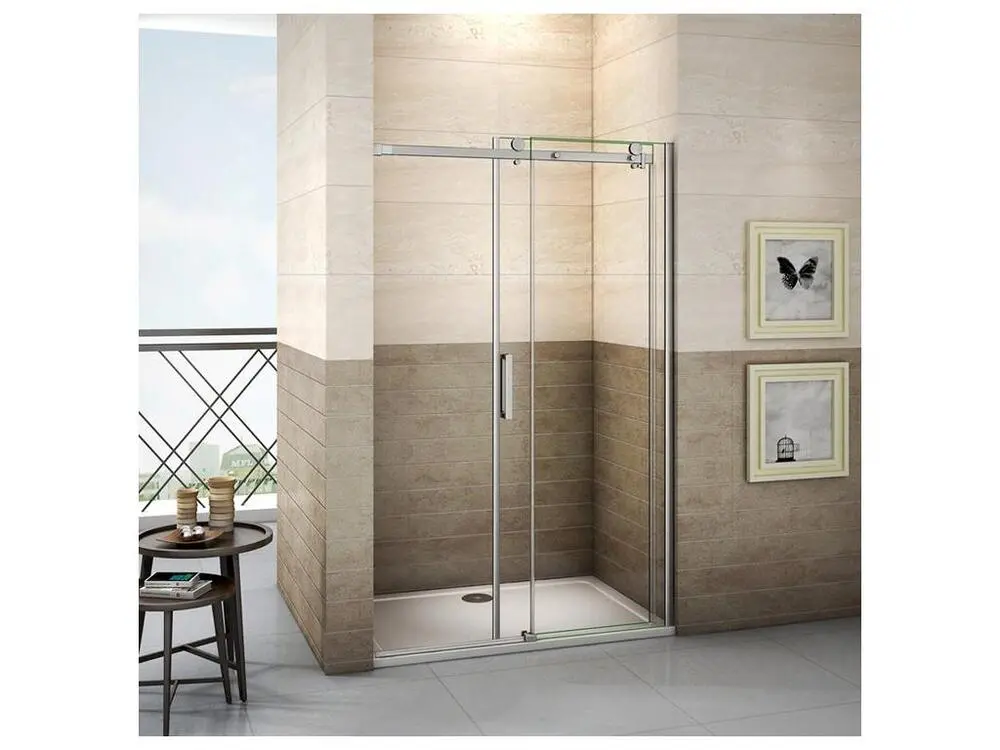 Porte de douche coulissante 110cm Hauteur 195cm en verre 8mm securit anticalcaire, porte de douche installée en niche | In...