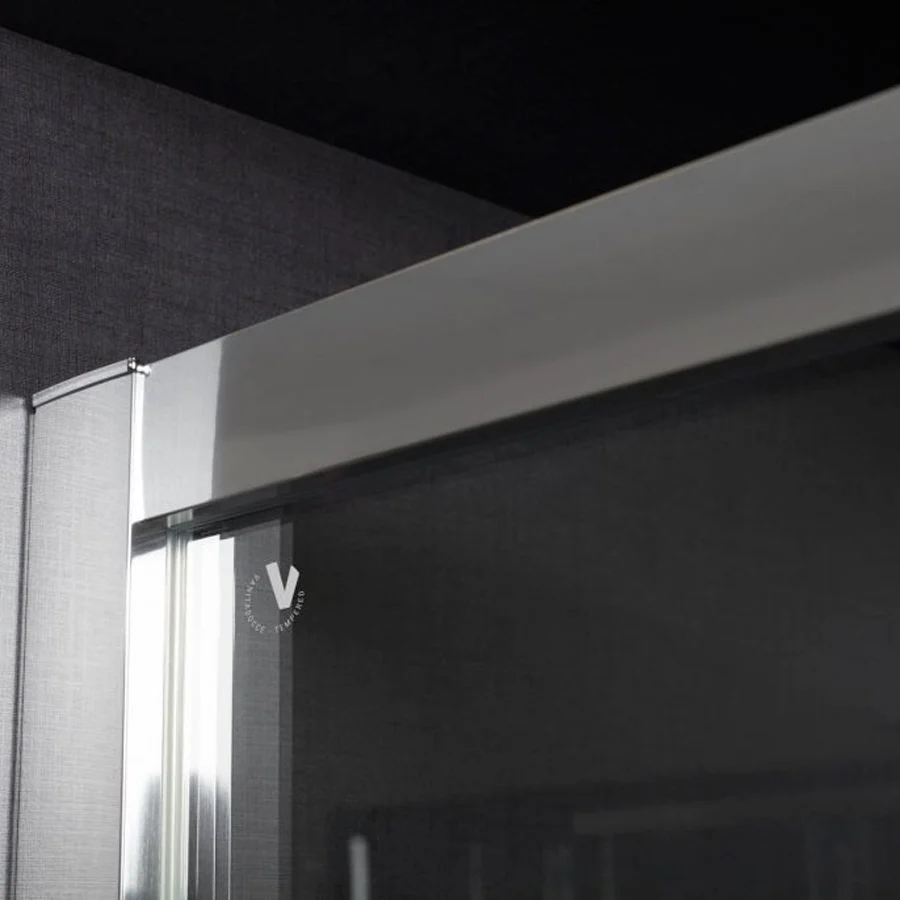 Porte de douche coulissante à 2 vantaux modèle Minerva 120 cm en verre clair 6 mm Kit d'installation complet