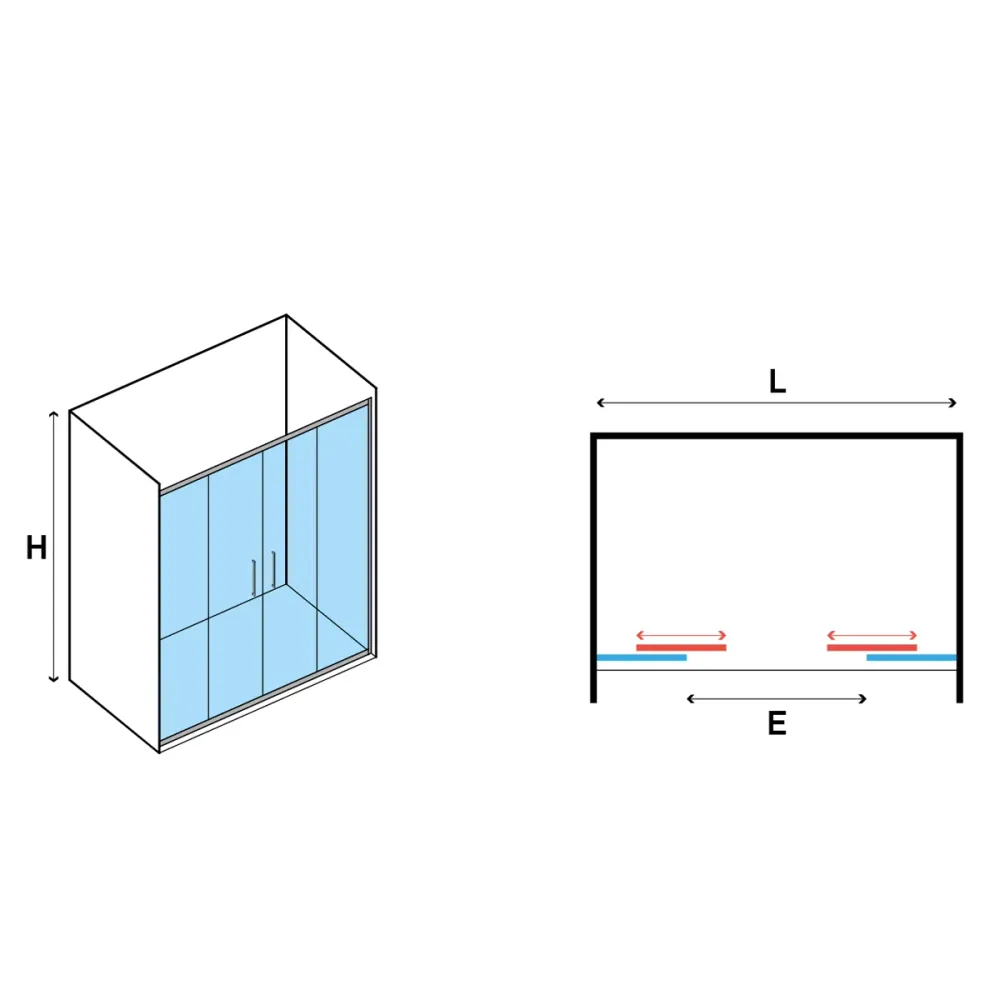 Porte de douche coulissante à 2 vantaux modèle Minerva 120 cm en verre clair 6 mm Kit d'installation complet