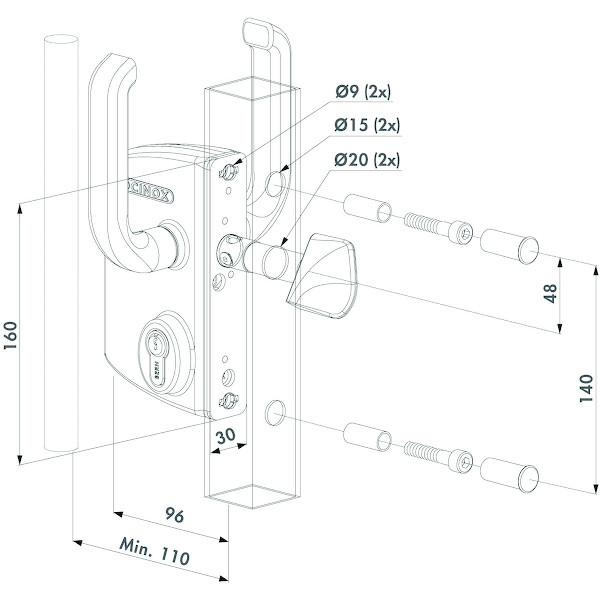 Serrure pour portail battant- coulissant LSKZ - vert - réversible - LOCINOX | Installation Facile