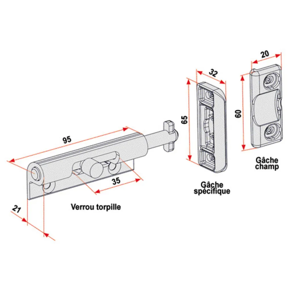 Verrou torpille pour volet coulissant | Installation Facile