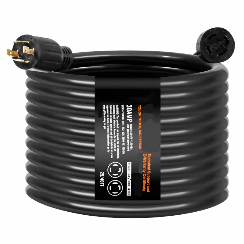 30 Amp Generator Cord & Inlet Box Kit 25FT Extension Cord NEMA L14-30P