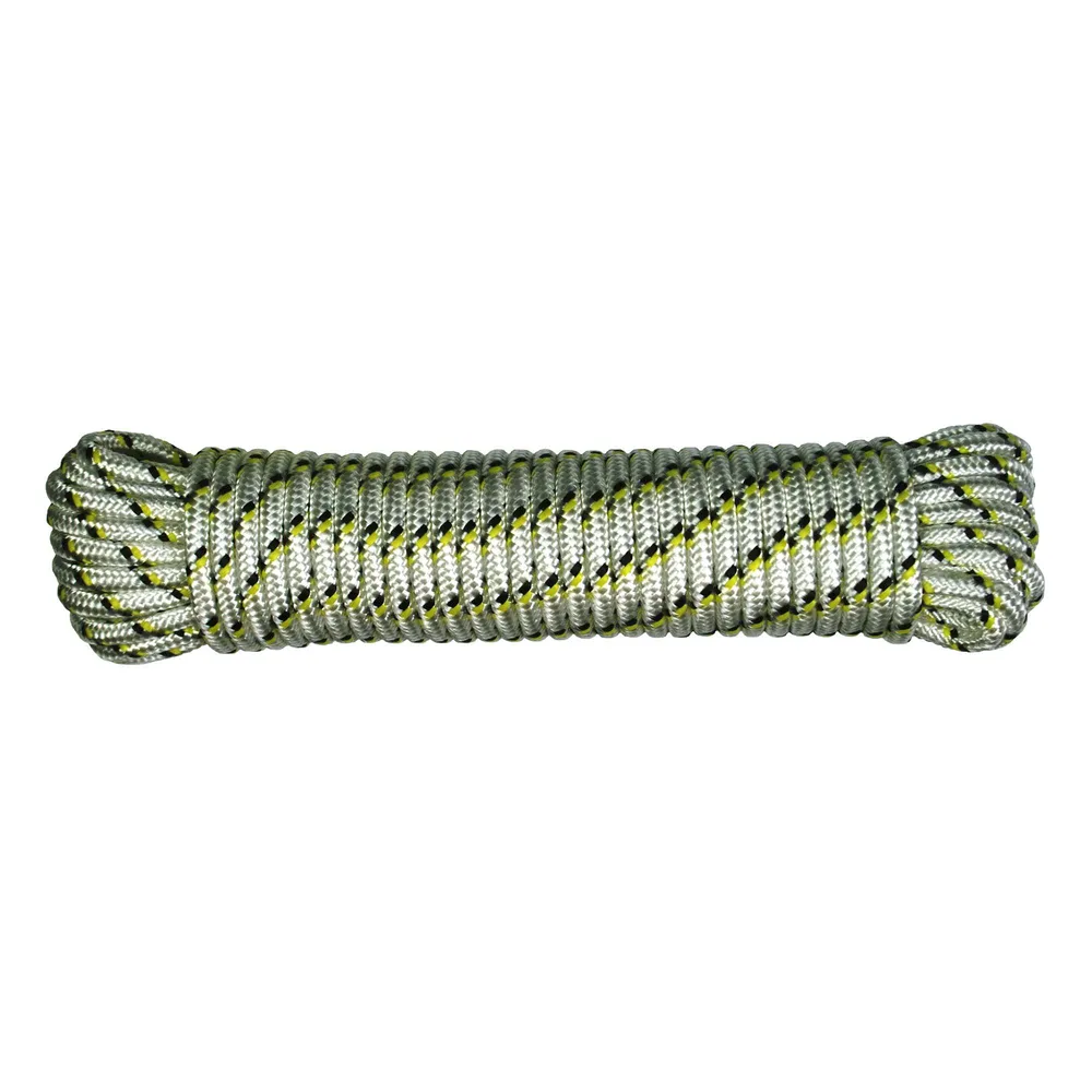 Corde à linge en tissu synthétique de 7/32'', blanche et jaune - 50'