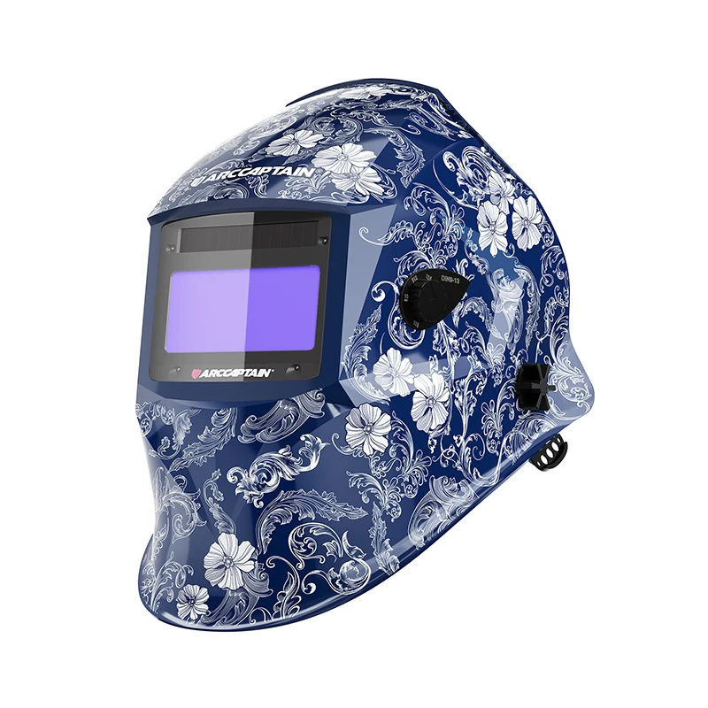 Casque de soudage à obscurcissement automatique, murmure en porcelaine 3,86 "× 1,69" casque de couleur vraie