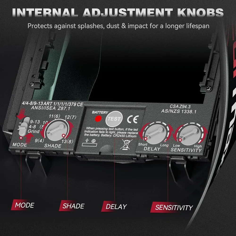 Chaussures de Sécurité ARCCAPTAIN Internal Control Auto Darkening Welding Helmet Clearmax+ Model