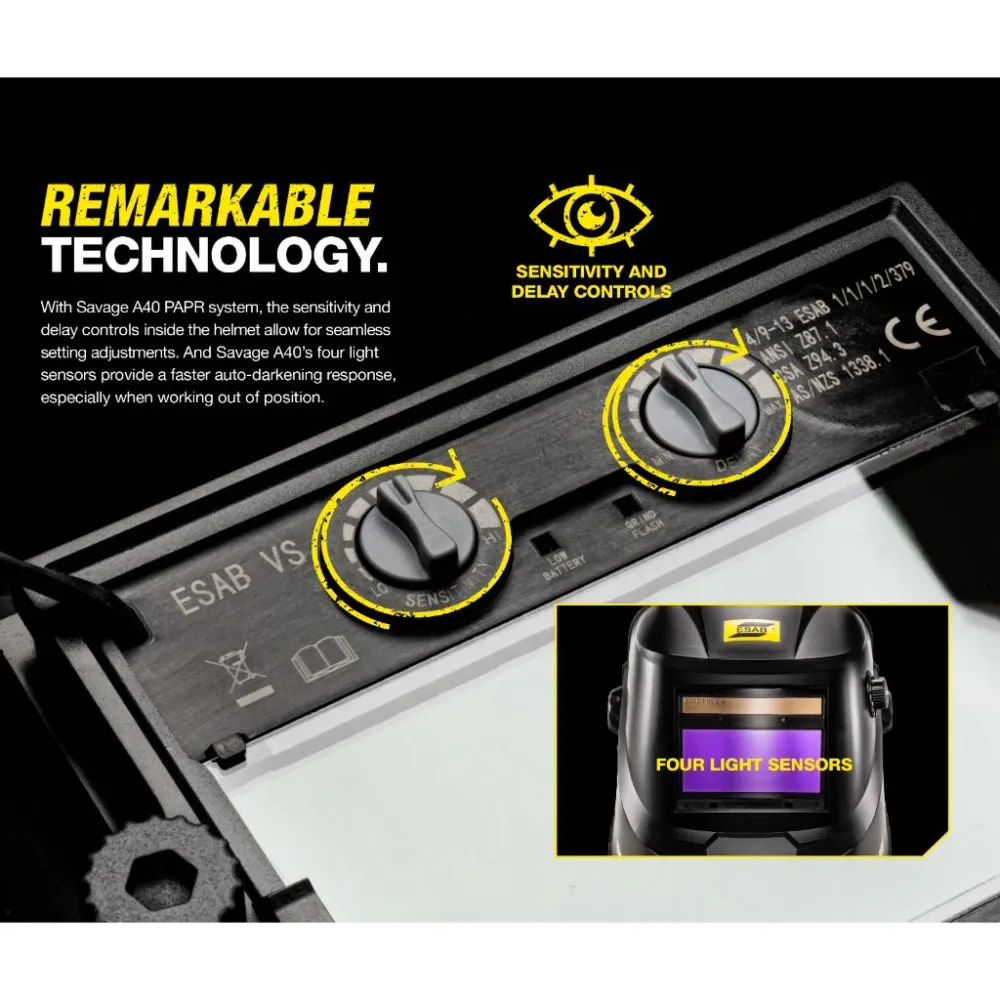 Ensemble de casque de soudage ESAB Savage A40 PAPR 0700002400