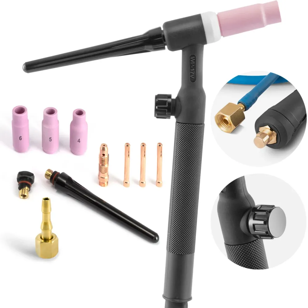 Brûleur de soudage / soudage Universal Lift-Tig-brûleur Standard WP-17V avec 4 mètres de tuyau et 9 mm épine pour la perru...