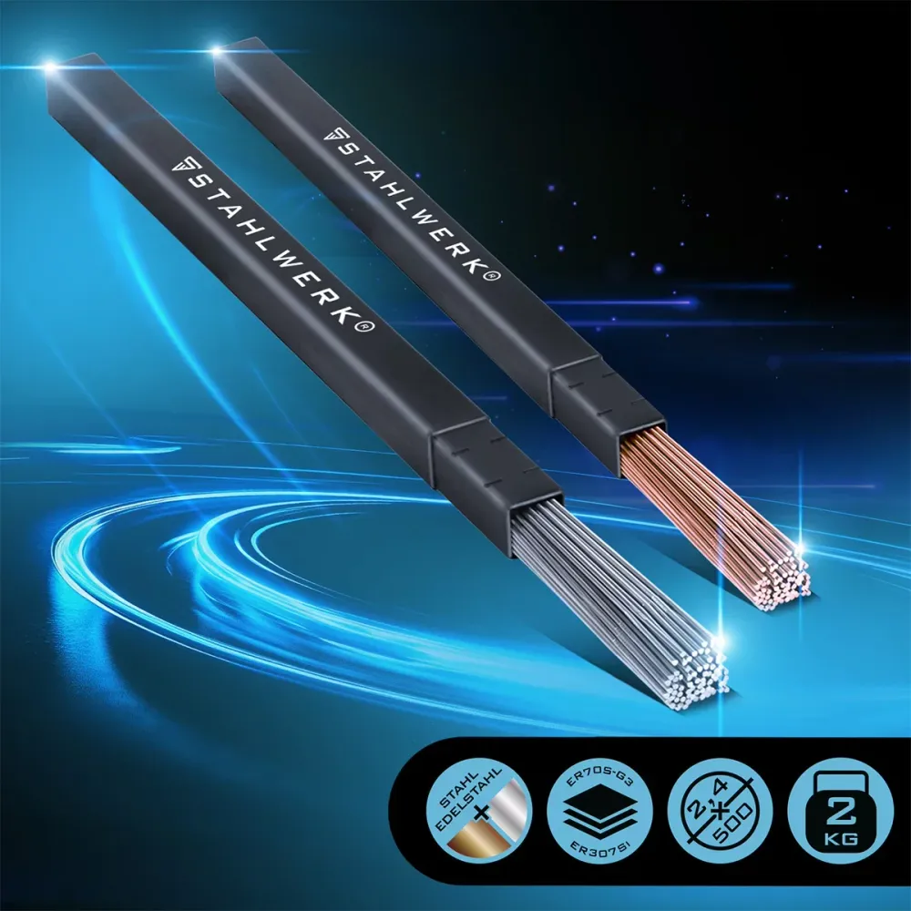 Steelworks Wig Soudage Sticks Métal / acier inoxydable / Ø 2,5 / 2,4 mm x 500 mm dans l'ensemble pratique / 1 kg / y compr...
