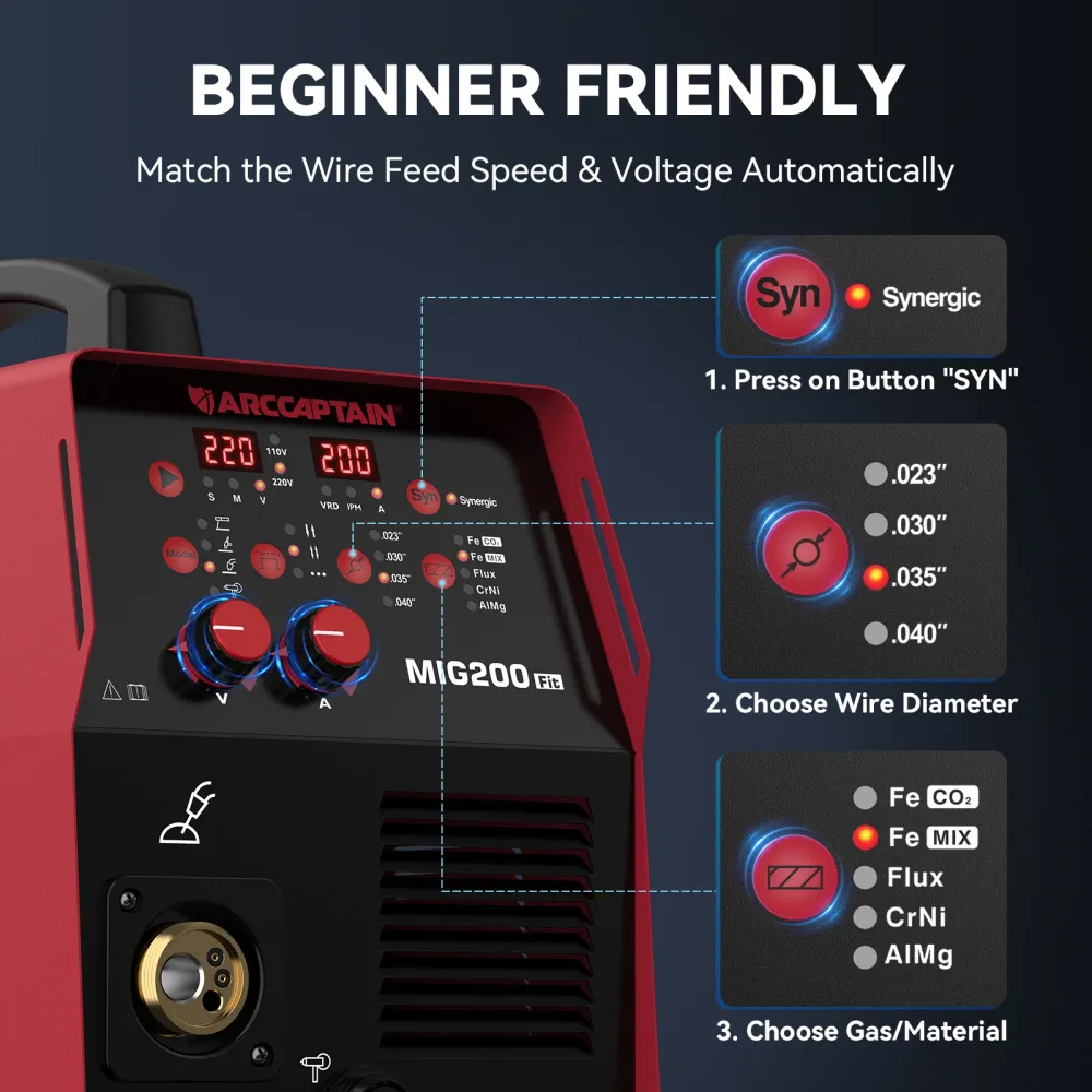 Arccaptain MIG200 FIT 6--1 En métal léger MIG Welder Wholesale Welding Machine