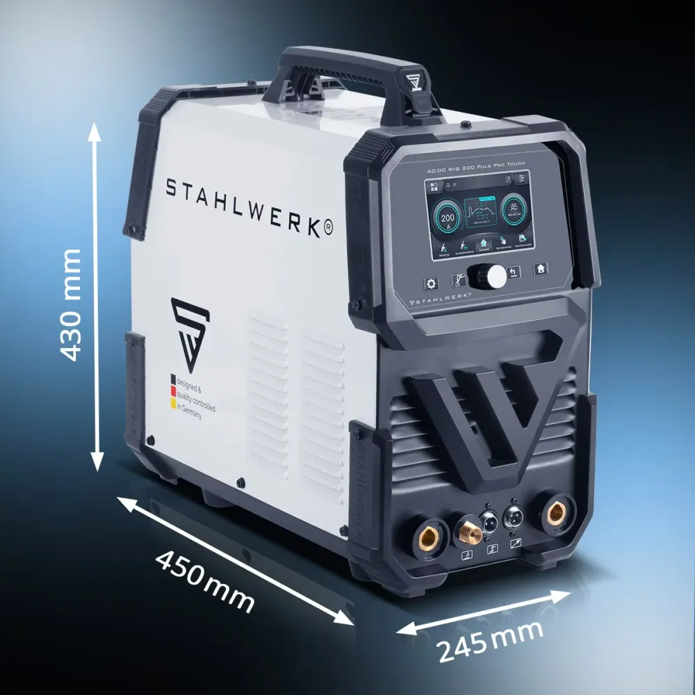 Dispositif de soudage de gaz de protection en acier AC / DC Wig 200 Puls Pro Touch | Onduleur IGBT avec 200 ampères | Fonc...