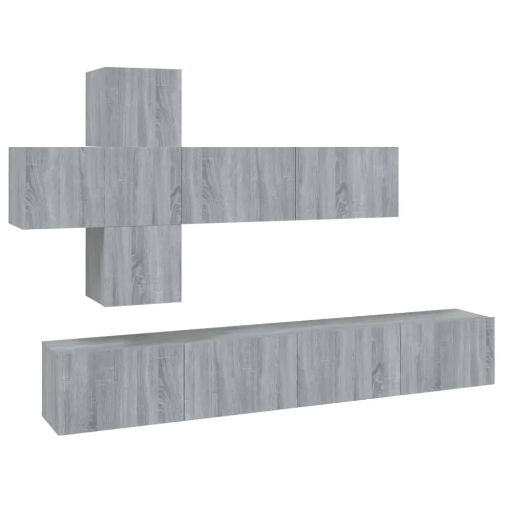 Ensemble de meubles armoire buffet TV télévision salon chambre séjour 7 pièces sonoma bois d'ingénierie gris 02_0025217