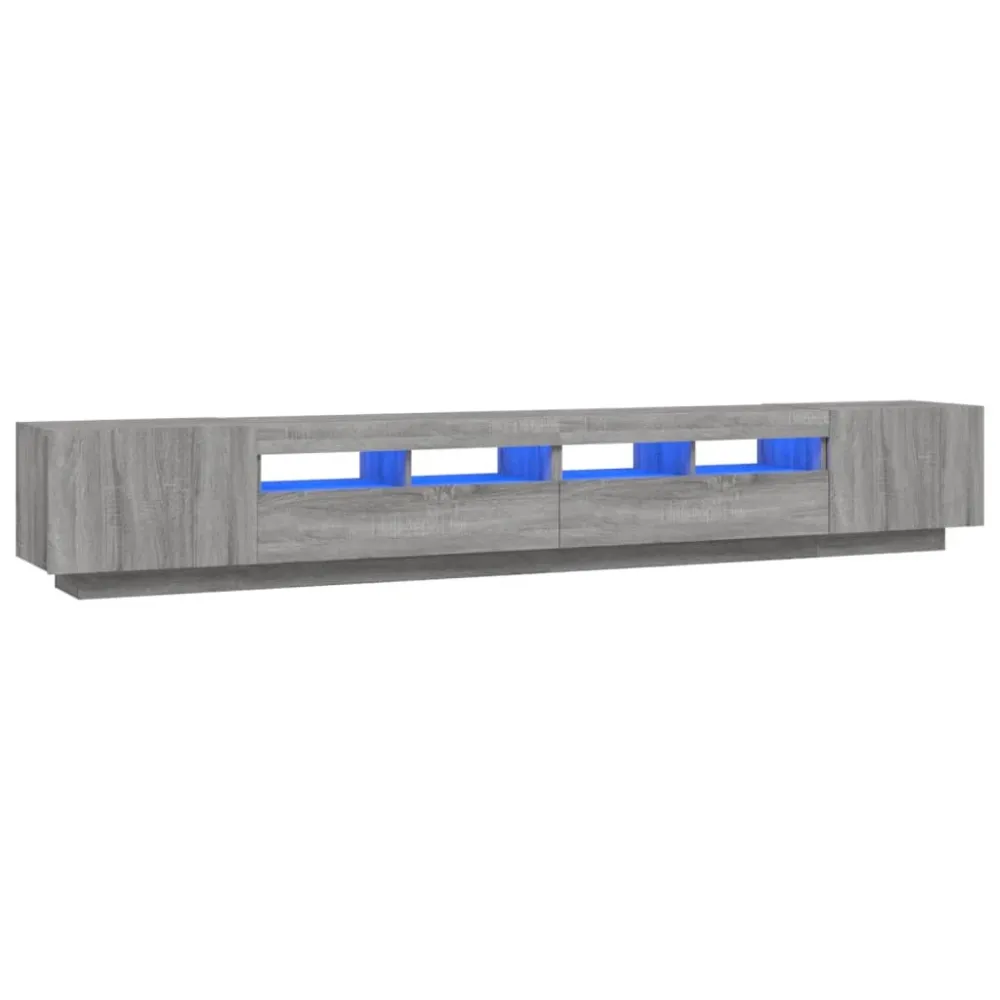 Ensemble de meubles armoire buffet TV télévision salon chambre séjour avec lumières LED 3 pièces sonoma gris 02_0025343