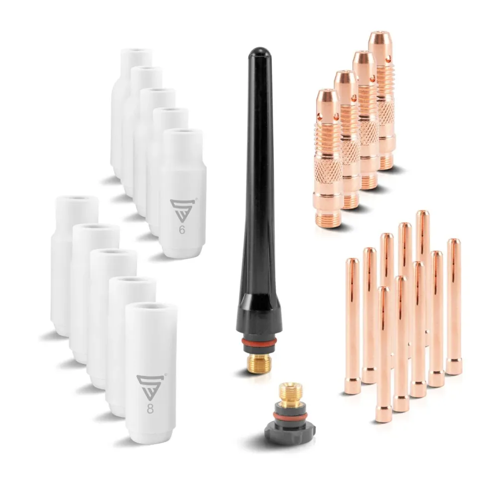 Jeu de pièces d'usure STAHLWERK WP-26 Prestigieux TIG Accessoires de soudage 26 pièces avec buses en céramique longue duré...