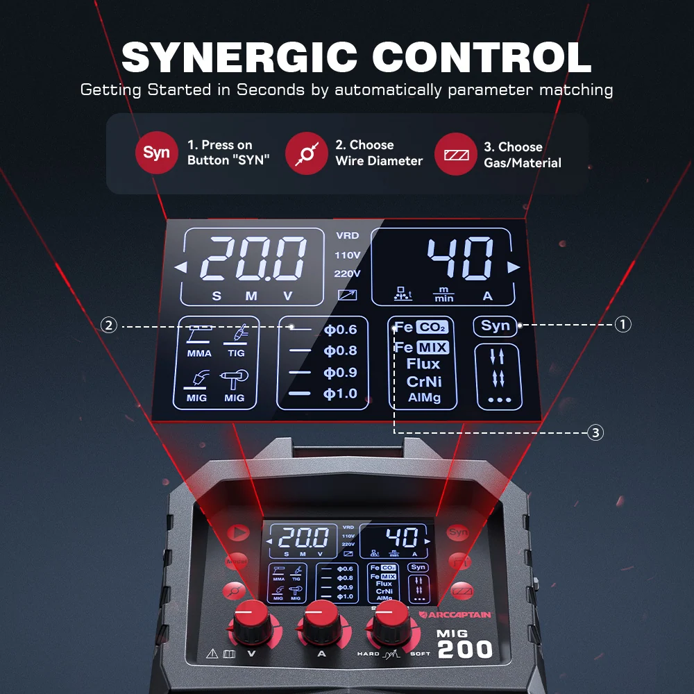 Soudeuse MIG multi-processus ARCCAPTAIN MIG200, soudeuse en aluminium 200 ampères 110/220V
