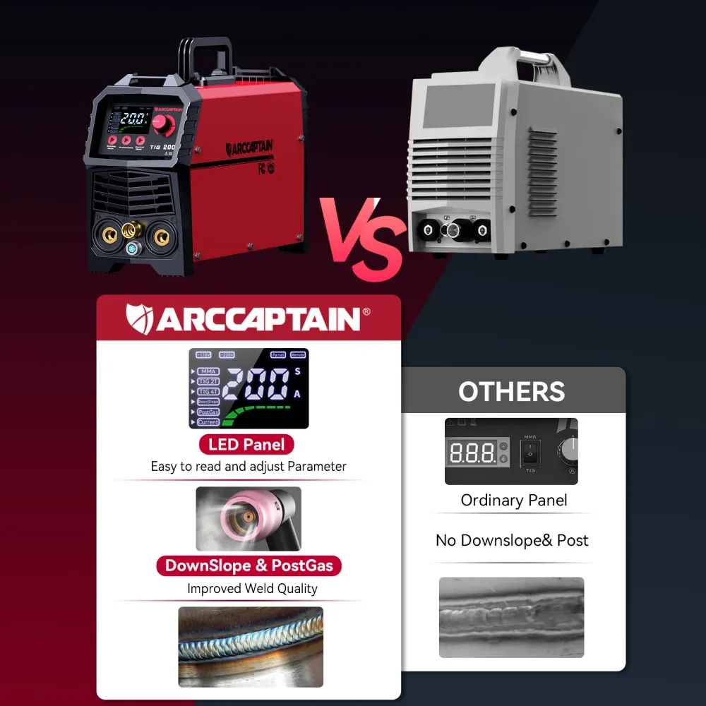 Soudeuse TIG DC ARCCAPTAIN TIG200, soudeuse légère IGBT avec onduleur HF TIG/Stick