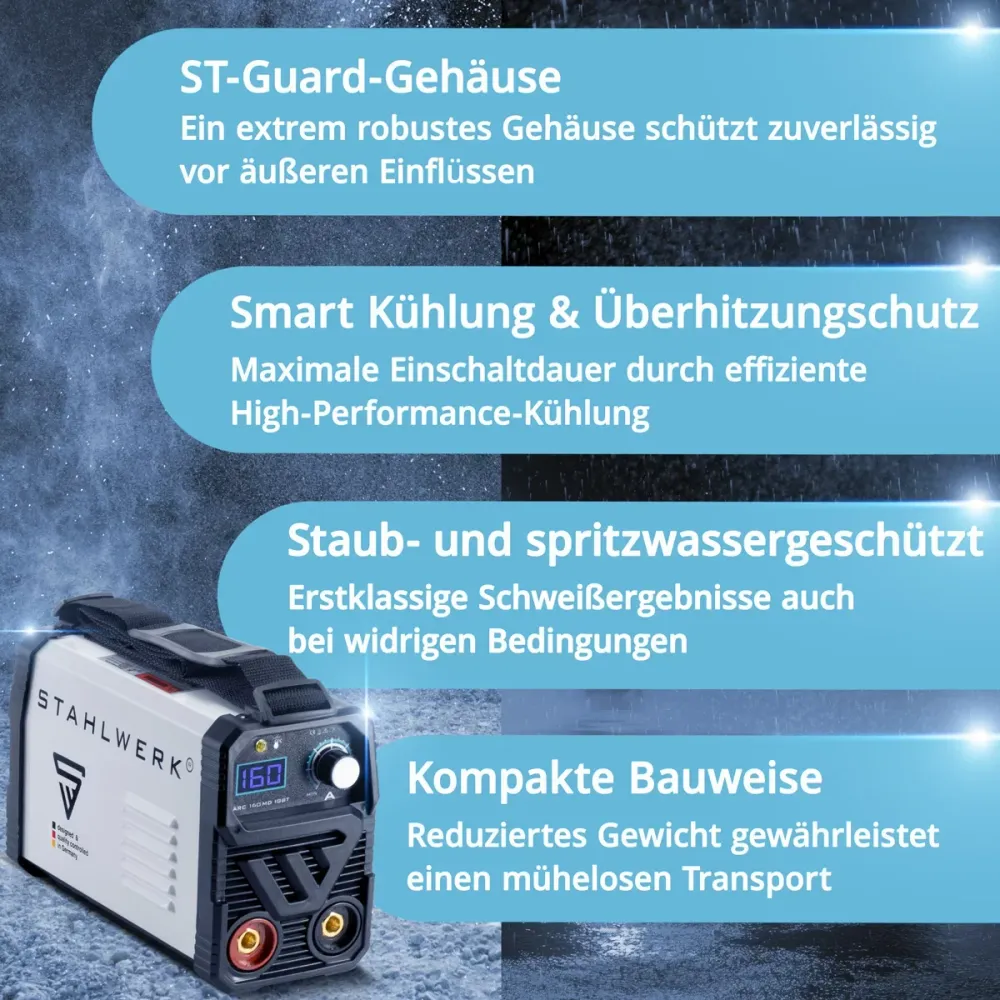 Stahlwerk Arc 160 MD Welding Machine Full équipement - DC MMA | E-main | Onduleur de lifting-tig avec 160 ampères, technol...