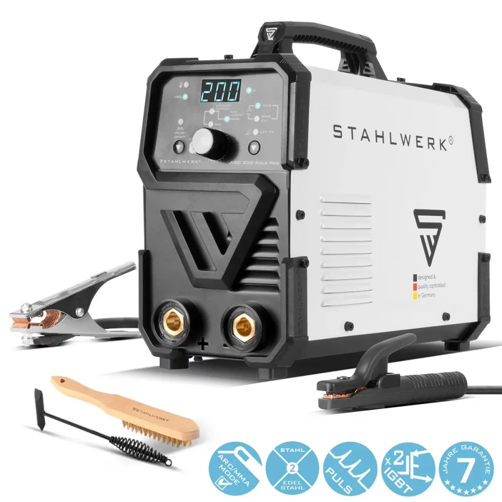 Stahlwerk Arc 200 Puls Pro Electrode Souding Dispositif, intégré MMA | E-main | Onduleur de lifting-tig avec 200 ampères,...