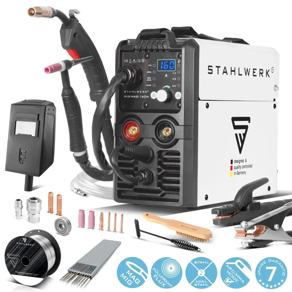 Stahlwerk Lift Tig Starter Set Mig Mag 160 m / Synergique complète 5 dans 1 Dispositif de soudage combiné avec 160 ampères...