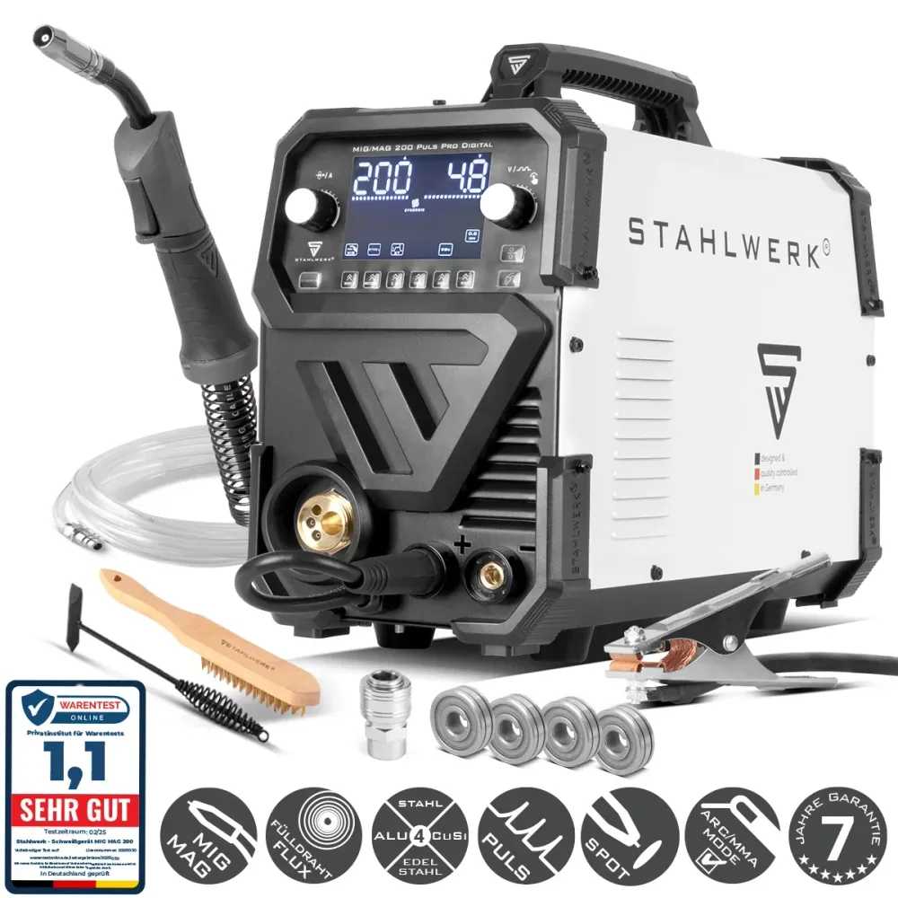 Stahlwerk Mig Mag 200 Spot Puls Pro Protection Digitale Protection Dispositif de soudage à gaz | Onduleur IGBT avec 200 ,...