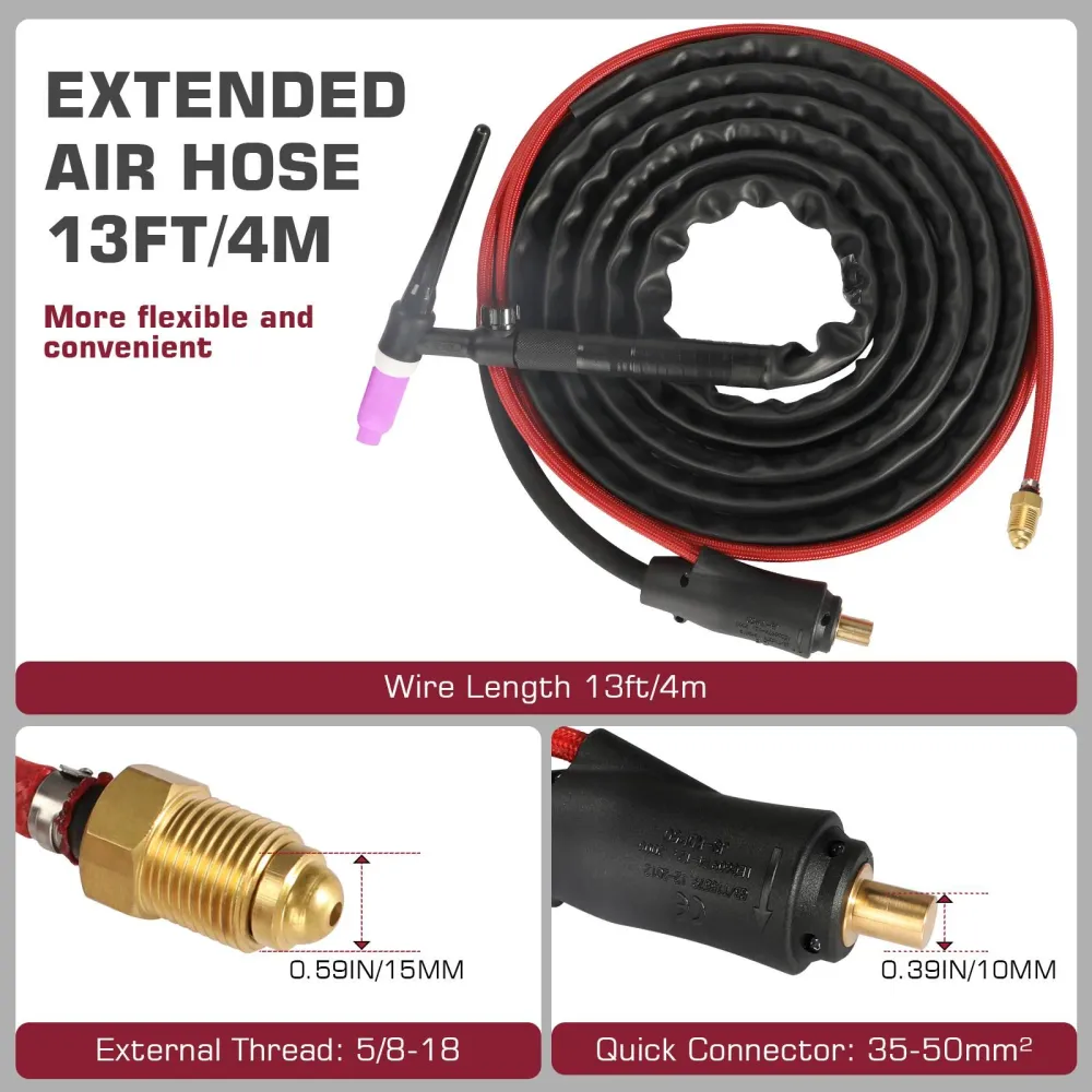 Torche TIG à levage d'argon WP-17V, 13 pieds, 150 ampères, pour Machine à souder ARCCAPTAIN