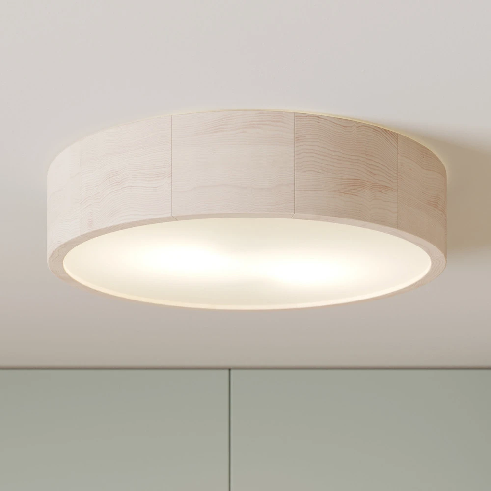 Envostar Kerio plafonnier, Ø 37 cm, pin naturel avec clé de serrage