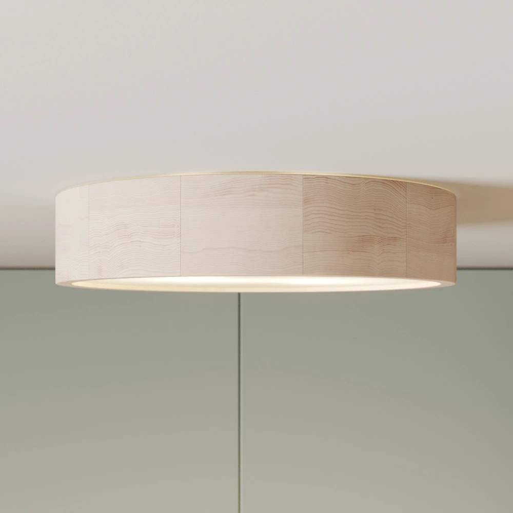 Envostar Kerio plafonnier, Ø 37 cm, pin naturel avec clé de serrage