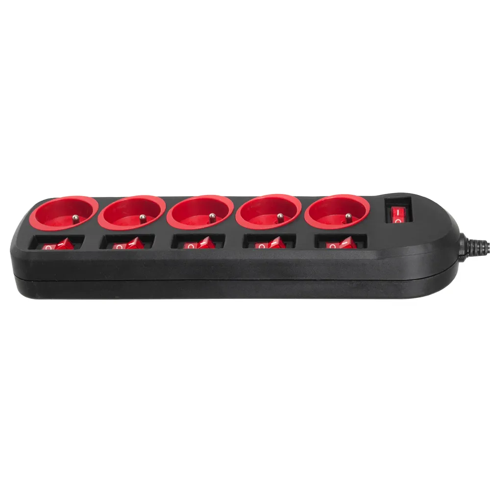 Adaptateur C13 vers C14 Multiprise Maclean, rallonge 5 prises, avec interrupteurs, 250VAC/10A, 1.5m, MCE204