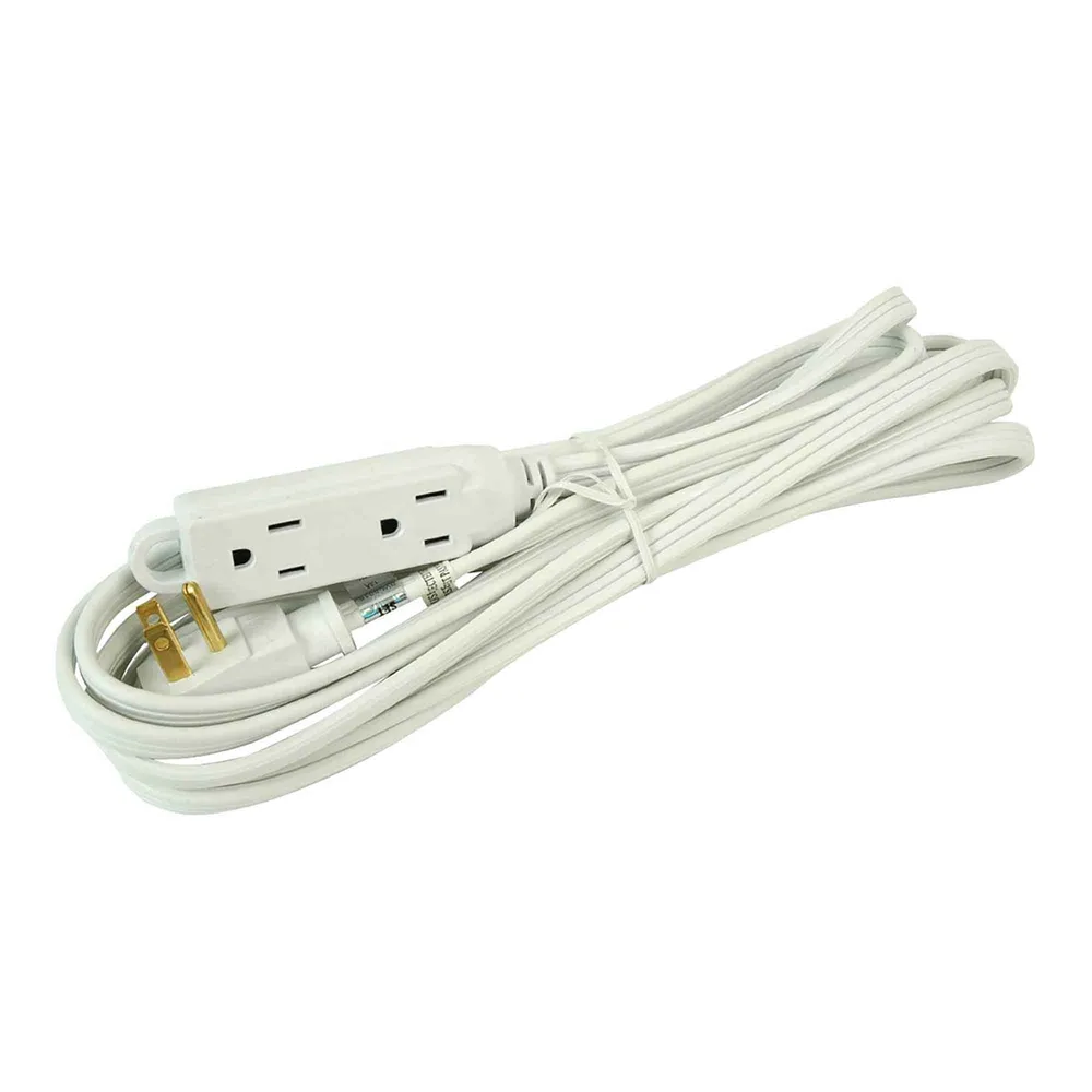 Adaptateur de prise internationale Rallonge électrique à cordon 16/3 SPT-3 de 3 m à 3 prises, blanc