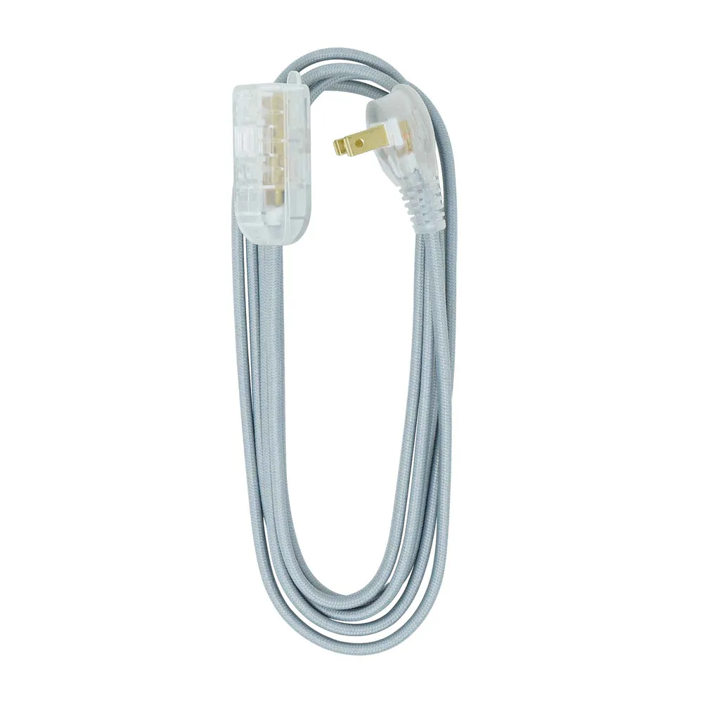 Câble d'alimentation H07RN-F Rallonge électrique à cordon 16/2 en tissu de 8' à 3 prises, gris