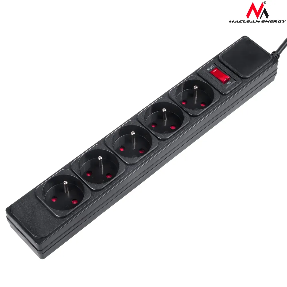 Cordon d'alimentation IEC Rallonge d'alimentation 5 prises avec protection contre la surcharge 250VAC / 10A 1.5m Maclean E...