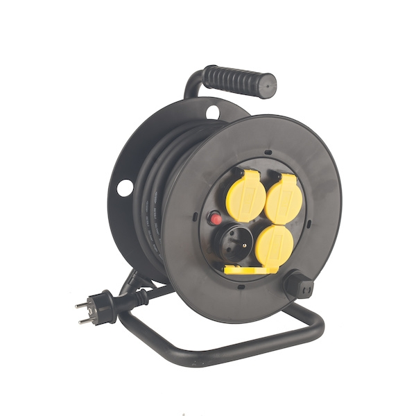 Enrouleur avec câble électrique et 4 prises - câble H07RN-F 3G2,5 - 10 m - FIRST avec Protection Surtension