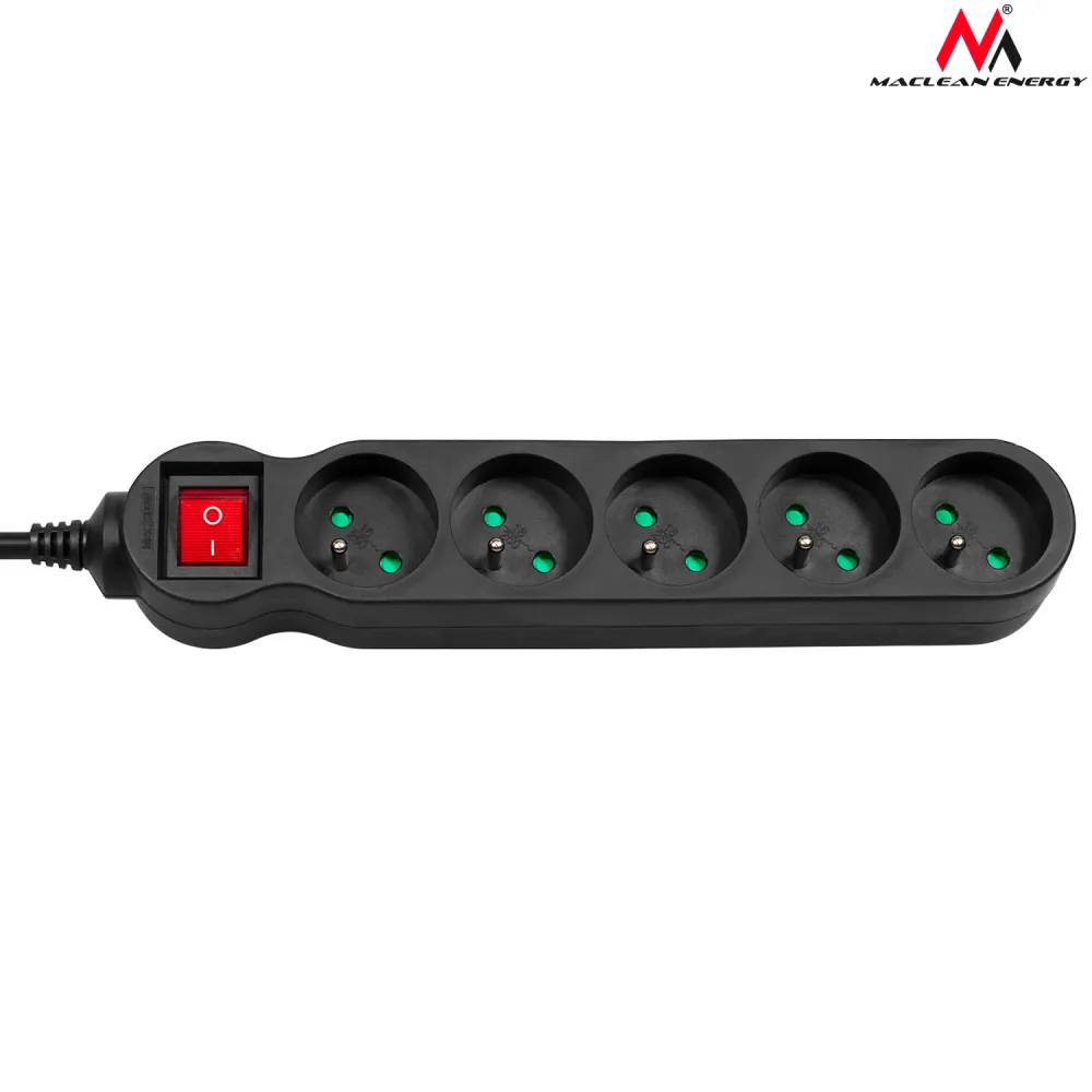 Maclean Energy Switch MCE184 Rallonge 5 tiroirs 3m Noir - Compatible Prise Française