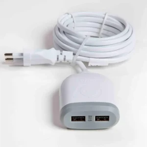 Multiprise parasurtenseur Rallonge 3m avec 2x USB 4,8A à charge ultra précipité - Blanc