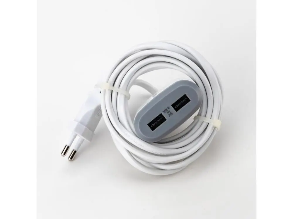 Multiprise parasurtenseur Rallonge 3m avec 2x USB 4,8A à charge ultra précipité - Blanc