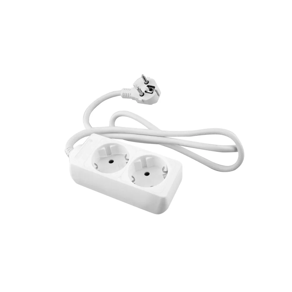 RALLONGE ELECTRIQUE AVEC BASE BLANCHE 2 SORTIES AVEC CABLE 1.5M avec Protection Surtension