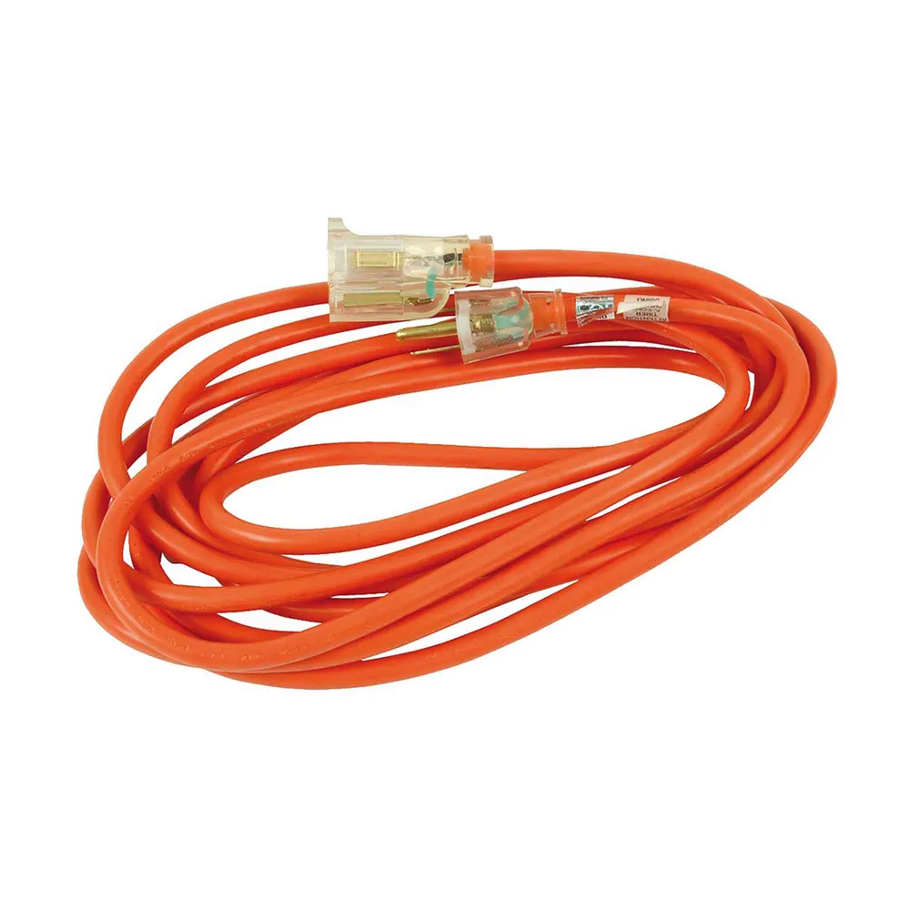 Rallonge électrique à cordon 16/3 SJTW de 15 m à 1 prise, orange pour ordinateurs et périphériques