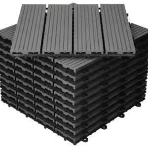 11x Carreaux de terrasse WPC 30x30cm carrelage revêtement de sol anthracite ECD Germany