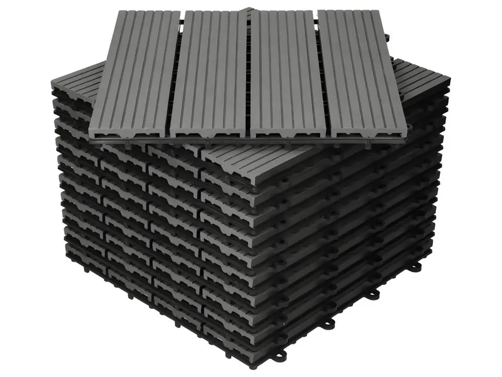11x Carreaux de terrasse WPC 30x30cm carrelage revêtement de sol anthracite ECD Germany