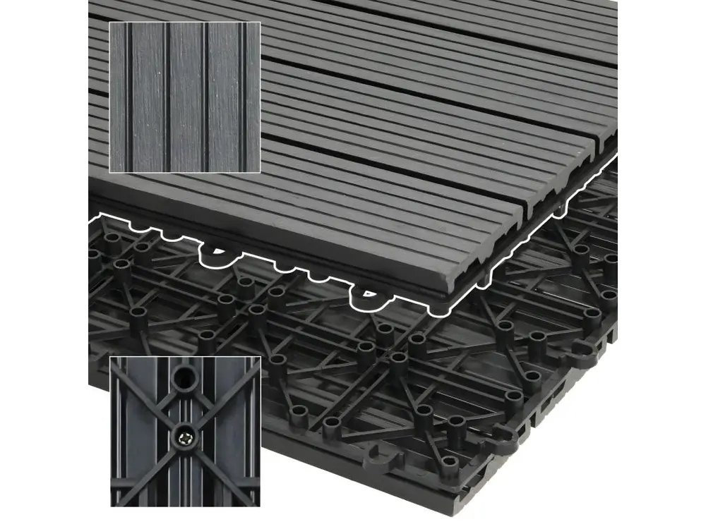 11x Carreaux de terrasse WPC 30x30cm carrelage revêtement de sol anthracite ECD Germany