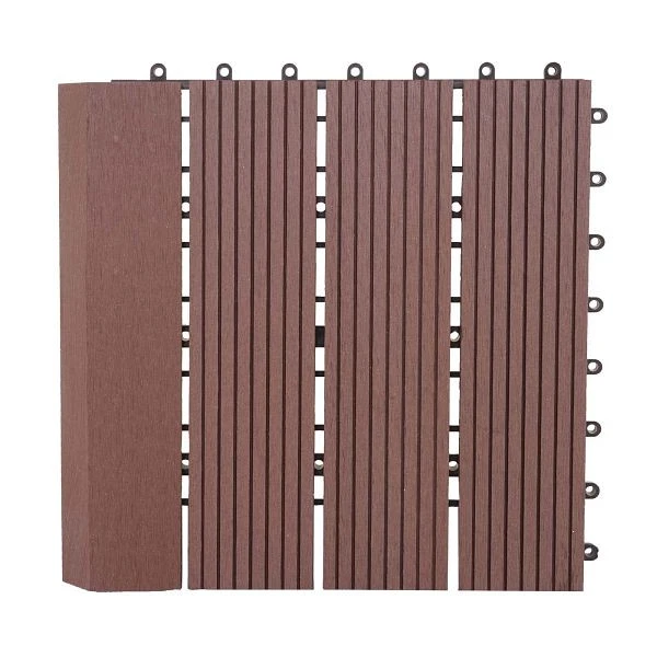 Carrelage de sol Mendler WPC Rhône + finition aspect bois balcon/terrasse 11x chaque 30x30cm = 1m² Exclusif café linéaire...