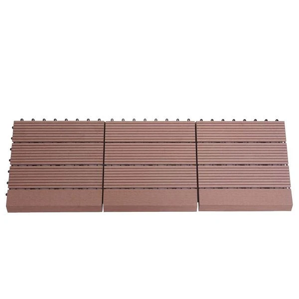 Carrelage de sol Mendler WPC Rhône + finition aspect bois balcon/terrasse 11x chaque 30x30cm = 1m² Exclusif café linéaire...