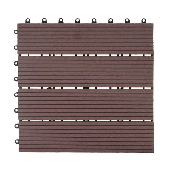 Carrelage de sol Mendler WPC Rhone balcon/terrasse aspect bois 11x chaque 30x30cm = 1m² Privilégié café linéaire 57947 ach...
