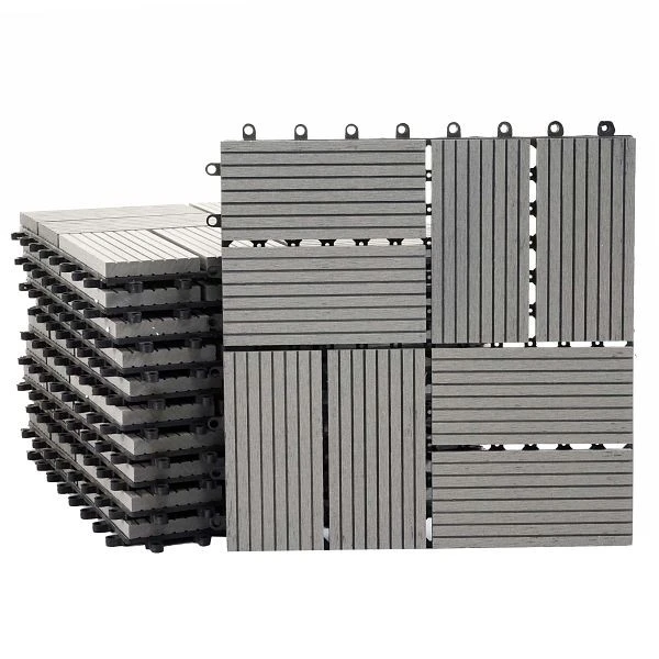 Carrelage de sol Mendler WPC Rhone balcon/terrasse aspect bois 11x chaque 30x30cm = 1m² Prestigieux carrés gris 65110 ache...