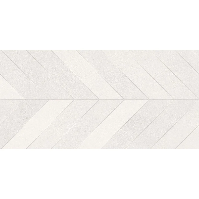 Carrelage sol / mur effet béton design chevron blanc 60x120 cm SEINE RILSE BLANCO(vendu par boite de 1.44m2)
